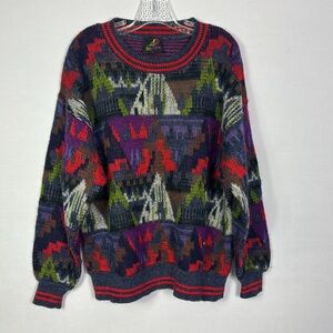 Vintage 80s 90s Multi Color Oversize Sweater Made in Argentina Large NWT!